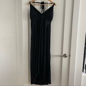 Black maxi dress with braided halter straps